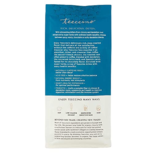 Teeccino Dandelion Root Herbal Coffee - Coconut - Caffeine-Free Coffee Alternative With Prebiotics, Gluten Free, Acid Free - Medium Roast, 10 Oz #TOP1