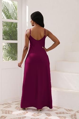 Image of vunahzma Womens Casual Fashion Sleeveless Plus Size Loose Long Sexy Maxi Dress with Pockets