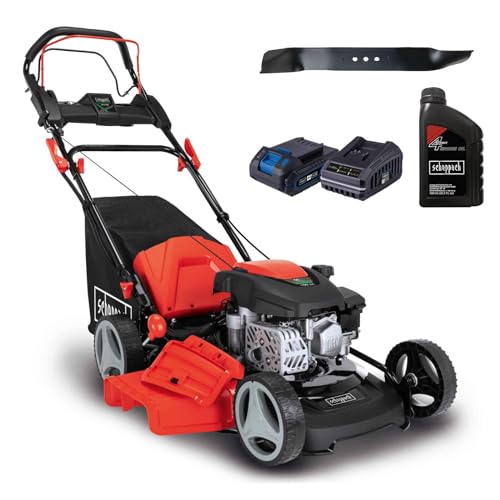 Scheppach MS150-46E Benzin Rasenmäher mit E-Start | 46cm Schnittbreite | 55L Korb | Stahlgehäuse |...