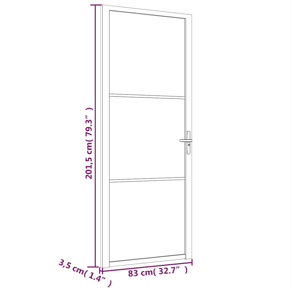 vidaXL Innentür Modernes Design Glastür Komplettset Zimmertür Tür Drehtür Wohnungstür mit Montagezubehör 83x201,5cm Schwarz Mattglas Aluminium