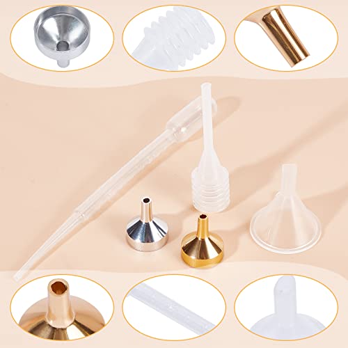 Gorgecraft 25Pcs 5 Style Small Metal Funnels Essential Oil Funnel Kit And Dropper With Plastic Transfer Pipettes For Liquid Powder Transfer Filling Small Mini Bottles Or Containers Perfume thumb #5