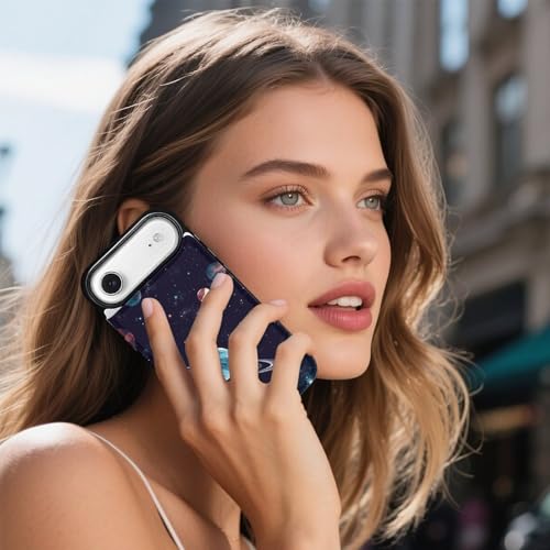 Étui portefeuille iPhone 17 Galaxy Decor coque fine anti-choc avec porte-cartes chic