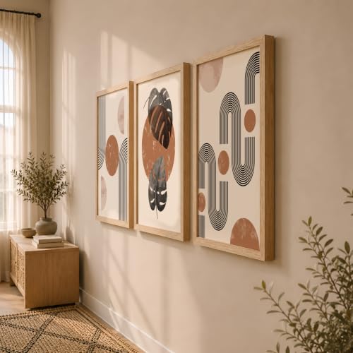Image of NoWorries Abstract Leaf Wall Paintings | Multicolor Framed Wall Art for Living Room, Bedroom & Office Home Decoration - Modern Art Prints (Art-19, 17x25inch)