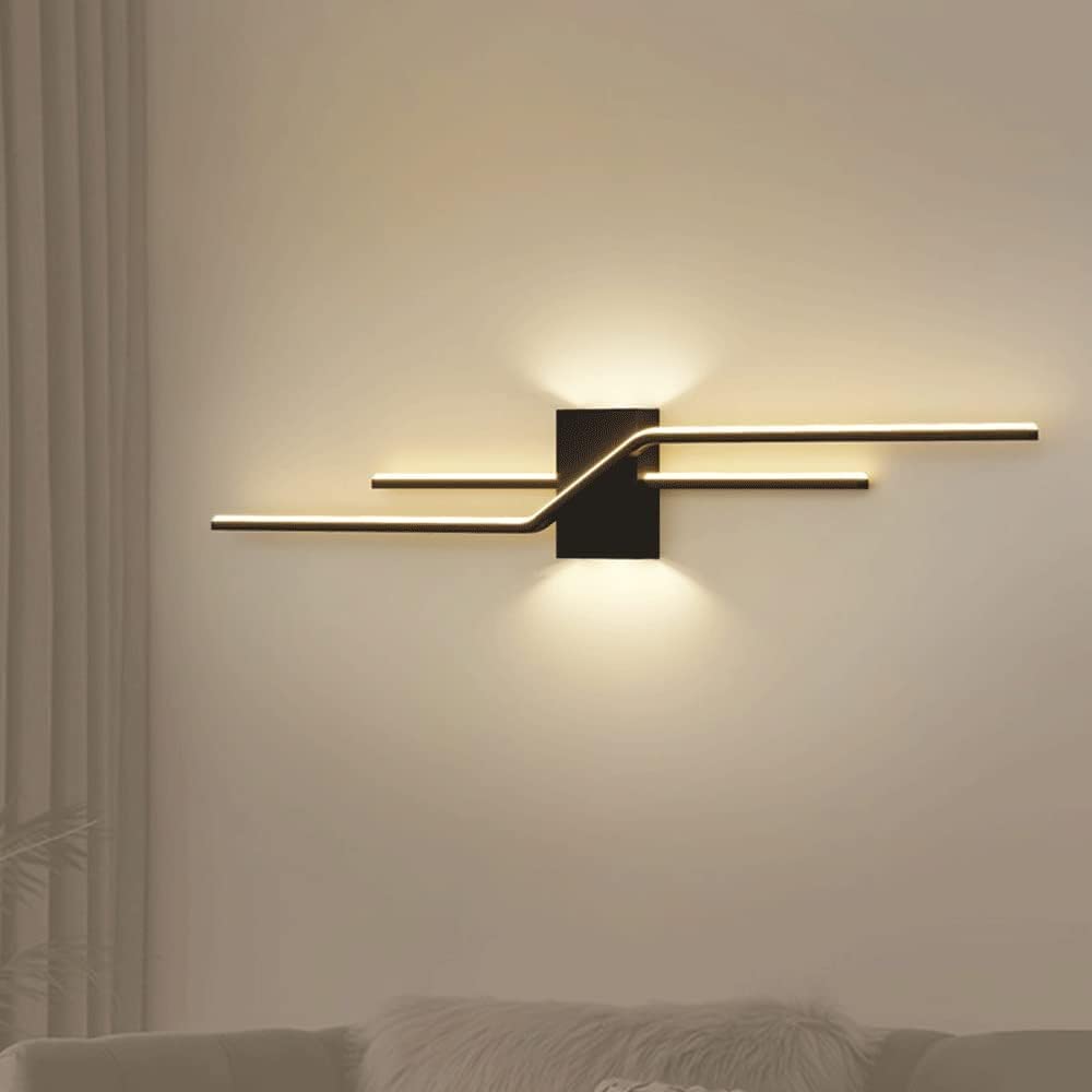 XANAYXWJ Wewnętrzny liniowy kinkiet LED, kinkiet w metalowy pasek z akrylowym kloszem, oświetlenie dekoracyjne salonu Wall Washer (biały 120 CM)