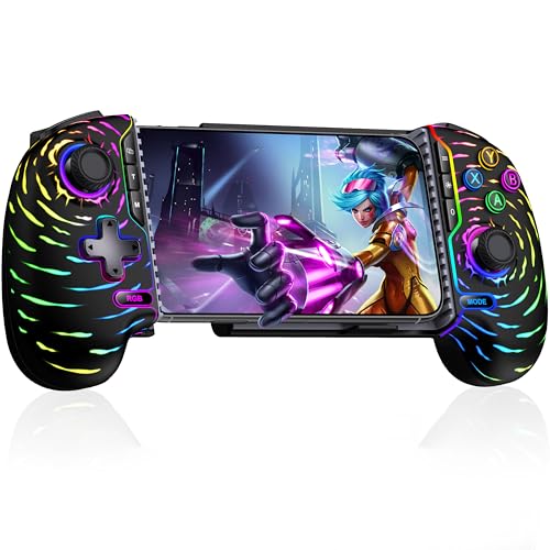 HELLCOOL Controlador móvil de juegos para iPhone y Android, controlador de teléfono para Xbox/Steam/GeForce Now/MFi Apple Arcade/Roblox, controlador de juego de teléfono inalámbrico con joystick de