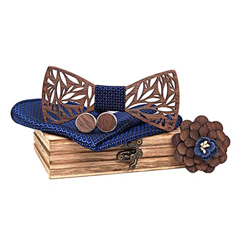 Fityle Gravata Borboleta Formal Masculina Gravata Borboleta De Madeira Abotoaduras Corsage Hankie Se