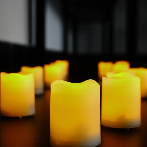Image of Battery Operated Flameless LED Votive Candles with Auto Timer 6 Pack Ivory