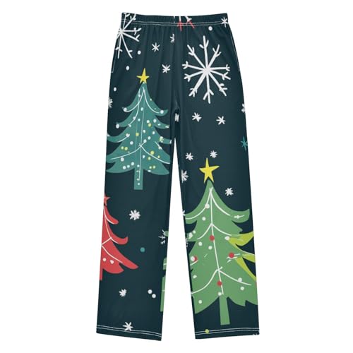 ZZXXB Colorful Xmas Tree Boys Long Pants Soft Trousers Elastic Waist Kids Lounge Bottoms with Pockets S-XL