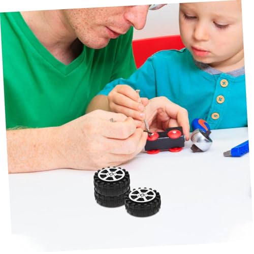 Garneck 30 Stück Miniatur Reifen Für Spielzeugautos – Gummireifen Mit Achse Für LKW Modelle Und RC Fahrzeuge - Ideal Für DIY Bastelprojekte Und Modellbau - Durchmesser 42mm