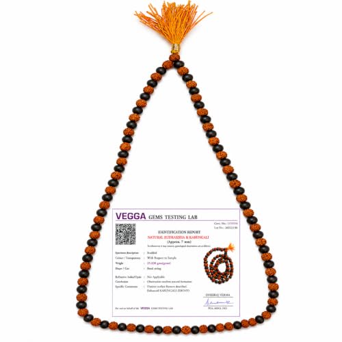 Image of Karungali Rudraksha Mala Original with 108 Beads | Rudraksha Karungali Mala with Lab Test Certificate | Rudraksha and Karungali Mala | Karungali and Rudraksha Mala Original