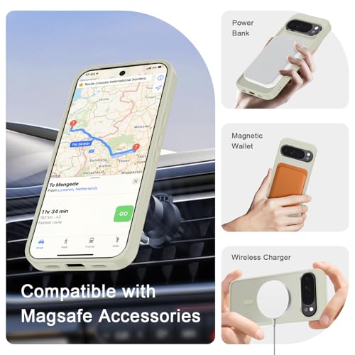 Image of for Google Pixel 10 /10 Pro Case, Matte Magnetic Phone Cover [with 1 Screen Protector] [Support for MagSafe] [Shockproof Military Grade Protection] Translucent Frosted Back, Cream White