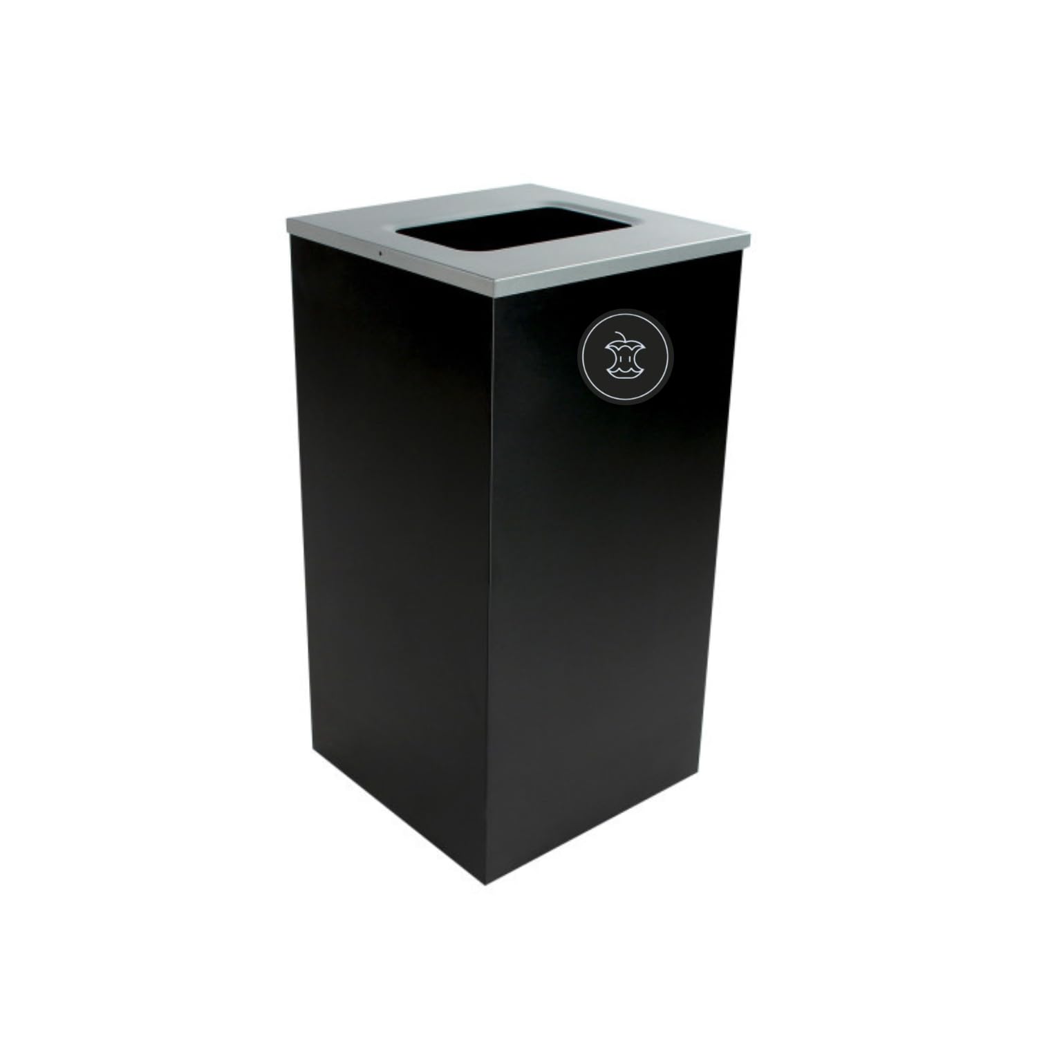 Sturdy Essentials Cube 24 Gallon Spectrum Powder Coated Steel Recylcing Bin Used for Commercial Spaces, Offices, Hotels, Apartments (Black, Full Opening - Organic Waste)
