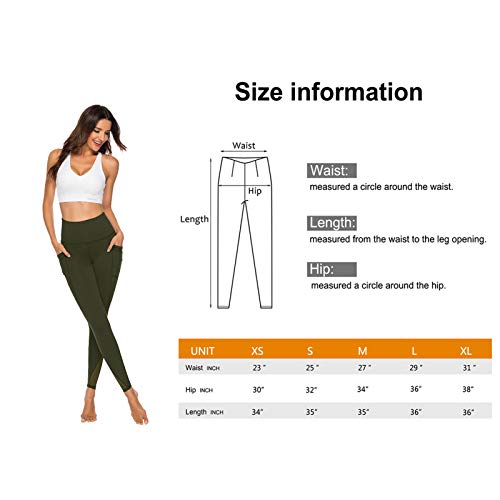 Calça legging feminina para ioga de cintura alta com bolsos laterais, controle de barriga para trein