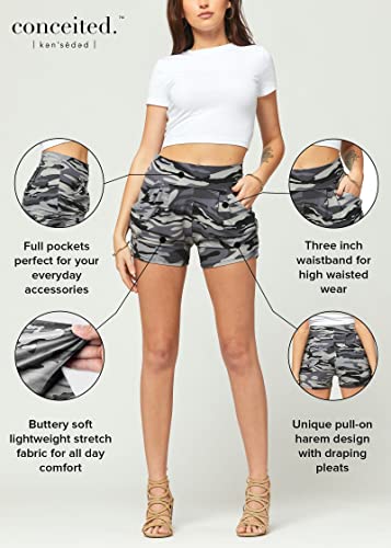 image for Conceited Black Harem Shorts for Women High Waisted Shorts with Pocket