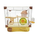 PINVNBY Hamster Cage, Mouse Cage and Habitats Hamster Enclosure Hamster Habitat for Mouse Mice Rat Gerbils and Small Animals 10.5 x 8.0 x 10.6inches(Brown)