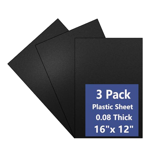 Image of 3 Pack Black Plastic Sheet 12x16x0.08 in Flexible High Tensile Plastic Sheets Black Plastic Panel for DIY Materials Handicrafts Home Decoration
