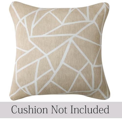 Image of HOKIPO 'Elira Series' Stretchable Cushion Cover for Sofa 16x16, Pack of 2, Beige Abstract Geometry (NEW-AR-4993-C3*2)