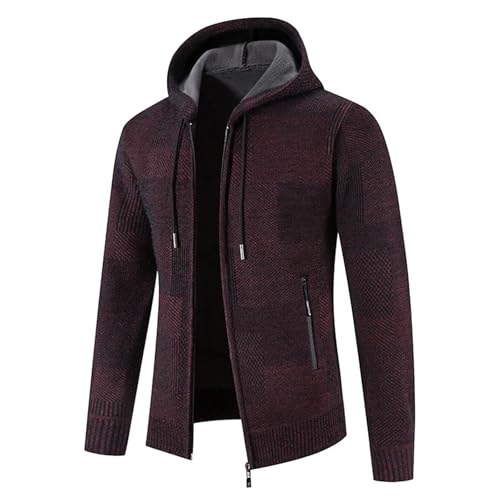 Cárdigan fino y suave de punto grueso para hombre abrigo térmico slim con cremallera