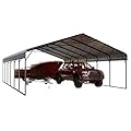 PHI VILLA 20 x 30 ft Carport 2 car Metal Carports with Galvanized Steel Roof, Sturdy Heavy Duty Metal Carport for Cars, Boats, and Tractors