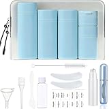 16本セット 漏れないトラベル容器 香水ローラー 化粧品 シャンプー詰め替え 携帯用 収納袋付き 旅行 出張 ギフト 贈り物 男女兼用 トラベルセット (ブルー)