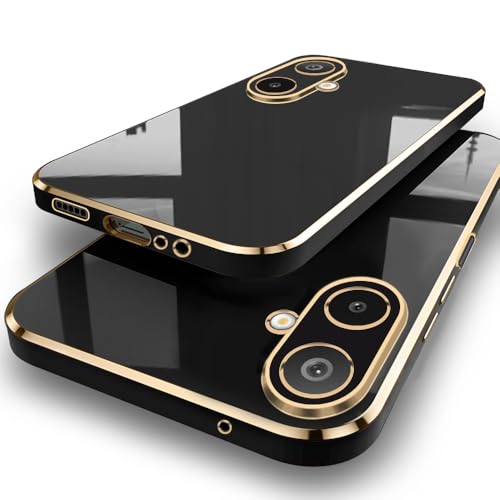 Image of TheGiftKart Luxurious Golden-Plated Back Cover Case for Samsung Galaxy M06 5G / F06 5G | Raised Lips for Camera & Screen Protection | Shockproof Design Stylish Case for Samsung M06 / F06 (TPU, Black)