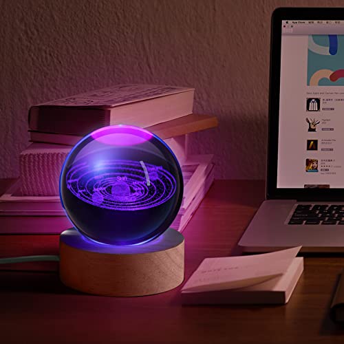 Janarary 3D Crystal Ball Solar System Led For Teens, Night Light With Removable Glow Ball, Color Changing Light With Remote As A Christmas Gift For Teens Boys And Girls, Solar System Model #TOP4