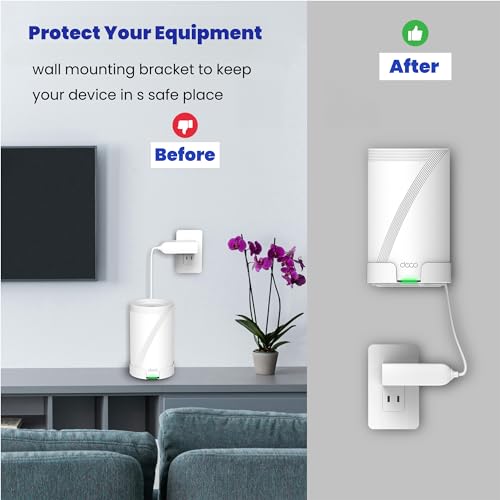 Image of Wall Mount for TP-Link Deco BE63 / BE65 /BE67 /BE68 /BE10000 /BE11000 /BE14000 Mesh Wi-Fi 7 System, Saving Space Aluminum Alloy Wall Hanging Bracket Holder with Cable Storage Rack (White-2Pack)