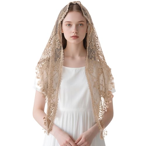 Lystaii Cathedral Head Covering Mass Veil Lace Infinity Veils Triangl Mantilla Latin Scarf Church Vintage Veils