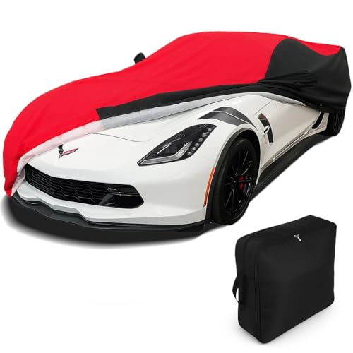 C7 Corvette Car Cover - Custom Fit Indoor/Outdoor UV & Rain Protection - Ultraguard Plus 300 Denier High End Fit for 2014-2019 Stingray, Z51, Z06, Grand Sport Corvettes (Red/Black)