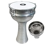 ZAZA Percussion 16'' Length Aluminum Darbuka, 8" Tunable Synthetic Head and Internal Jingles Doumbek