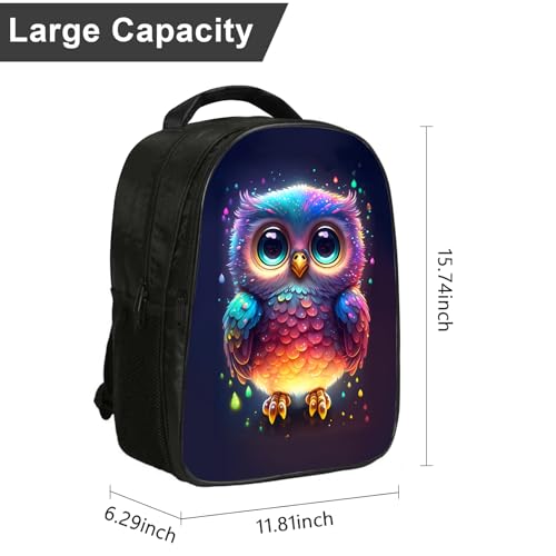 Owl Backpack for Girls Boys Cute Baby Owl School Backpack Kawaii Animal Rainbow Owl Big Eyes Bookbag, 16 Inch Kindergarten Elementary School Backpack for School & Travel2