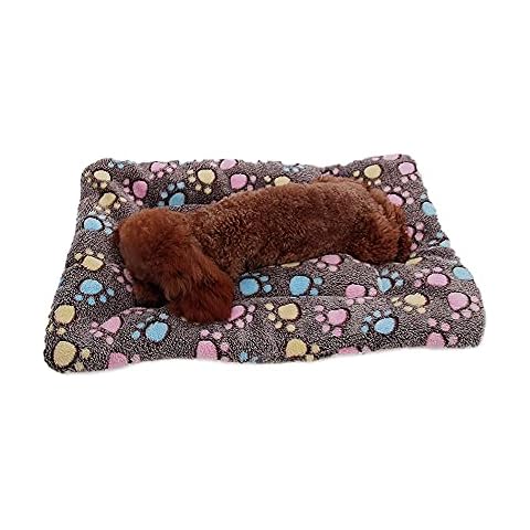 CHSG Pet Dog Cat And Dog Bed Machine Washable Pet Bed, Small Dogs Up To Below 15 kg, Brown Blanket Fluffy Fleece, Fabric Soft, Warm Cushionand, Brown footprints Style 56*38cm Cover