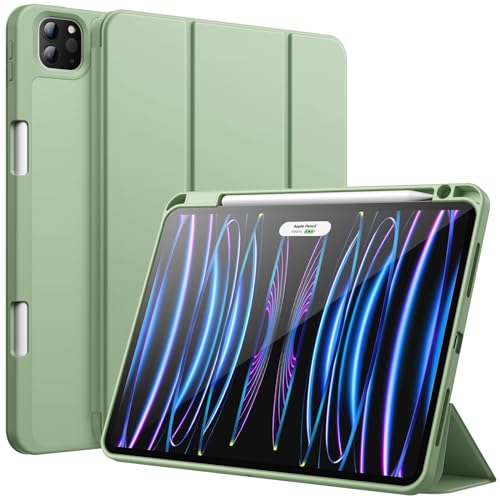 Funda para iPad Pro 11 JETech verde matcha carcasa TPU con soporte tríptico y portalápiz