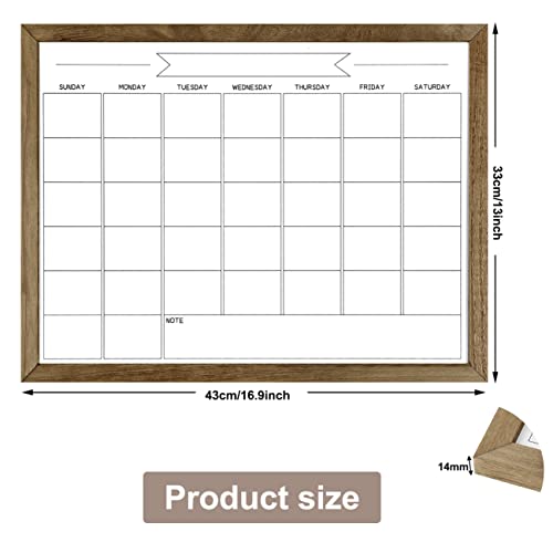 Toraso Dry Erase Monthly Calendar Board, Magnetic Surface Whiteboard For Wall, Office/School/Home, Solid Wood Frame Hanging Board & Planning Board, 13"X 17" (Yl-Rb-3343-B) #TOP1