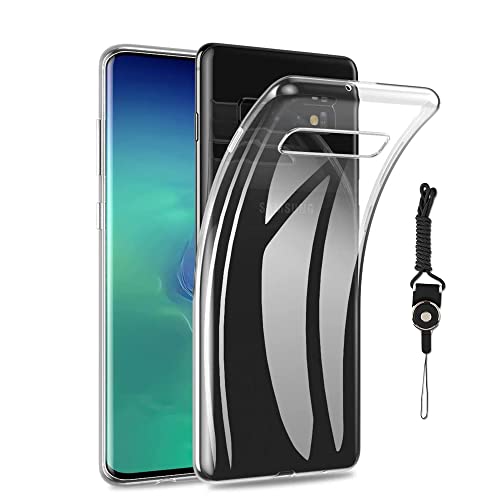 GALAXY S10 SC-03L / SCV41 用の ケース ギャラクシーS10 クリア カバー TPU 耐衝撃 極薄 黄変防止 柔らかい すり傷防止 指紋防止 耐久 携帯便利 ストラップホール付属 ネックストラップ付 GALAXY S10