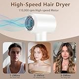 KARFUN Hair Dryer,Plasma Hair Dryer,110,000 RPM Professional HD Display High-Speed Hair Dryers Motor for Fast Drying,Low Noise Thermo-Control HairDryer with Magnetic Nozzle (White) - Image 4