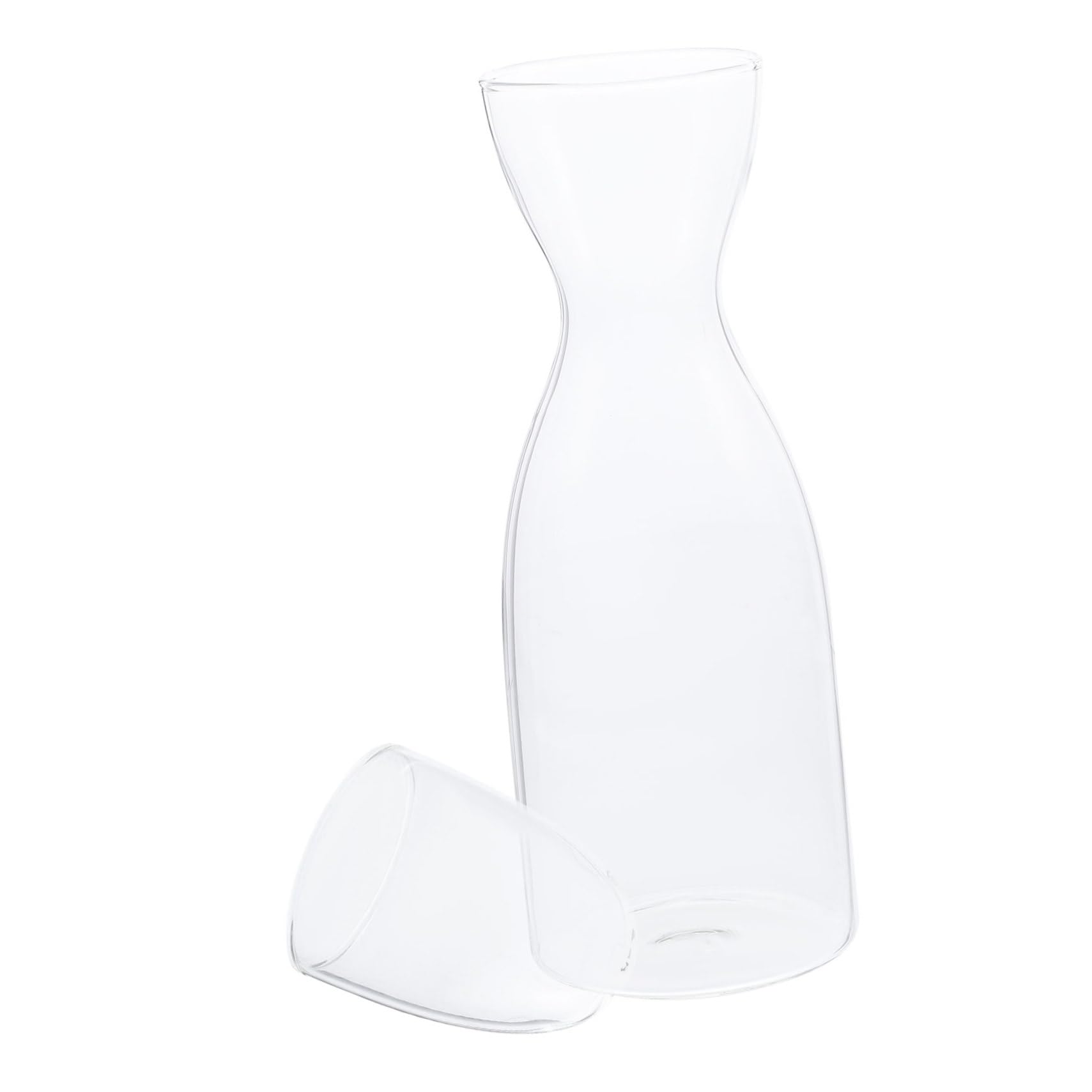 HOLIDYOYO 1 Set Creative Humanoid Transparent Glass Kettle Pink Mini Cupcake Liners Clear Water Pitcher Cup Ice Tea Pitcher Juice Pitcher Bottle Carafe Bottle Nightstands