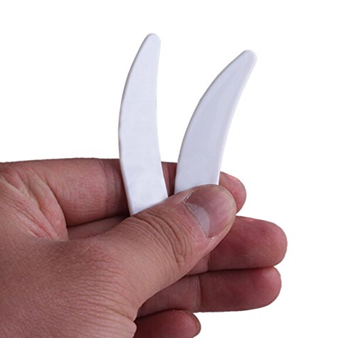 TOPWEL 50PCS Mini White Plastic Spoon Curved Cosmetic Mask Spatula