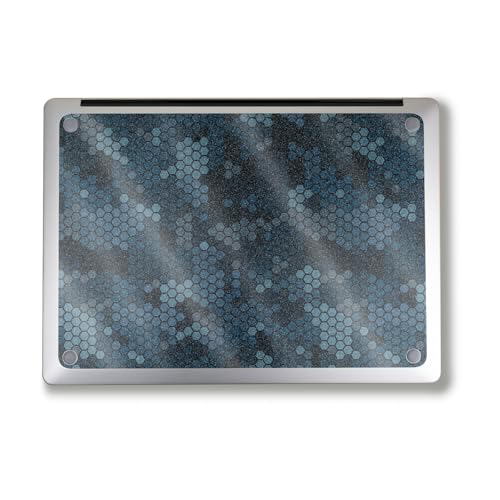 Image of Glossy Glitter Laptop Skin Compatible with Alienware M18 R2 (2024) - Blue Hexa Camo - Premium 3M Vinyl Protective Wrap Decal Cover - Easy to Apply | Crafted in The USA by MightySkins