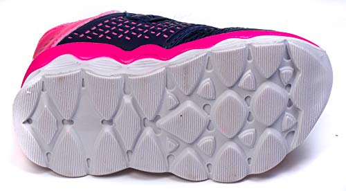 Tênis Infantil Feminino Com Luzes de Led MP1814 - AS109 Cor:Azul Marinho-Pink;Tamanho:21