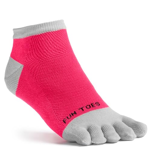 Image of FUN TOES Women's Cotton Toe Socks-Barefoot Running- Breathable- 6 Pairs Pack-Size 9-11 Lightweight