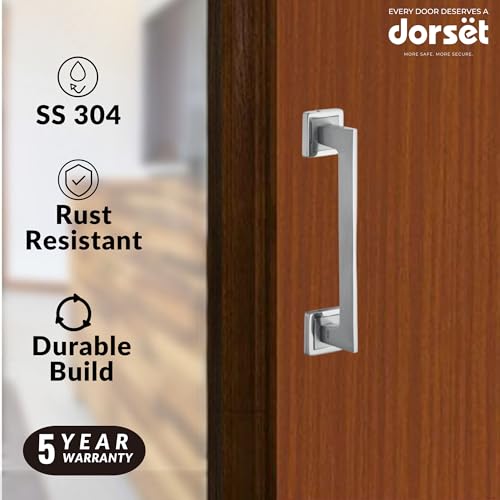 Image of Dorset 10 Inch Door Handle for Main Doors | Pull Handle for Wooden & Glass Doors | SS 304 | Durable, Rust-Resistant Staineless Steel Door Handle, Piece,Easy Installation | AL10PRSS