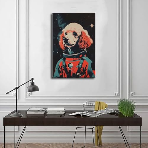 Poster caniche astronaute pour une decoration murale pleine de poesie