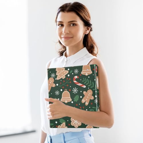 Image of 3 Ring Binder Christmas Gingerbread Snowflakes 1.5 inch Binders Three Ring Binders with Clipboard Fit 8.5'' x 11'' Paper 3 Interior PVC Clear Pockets for Office Supplies