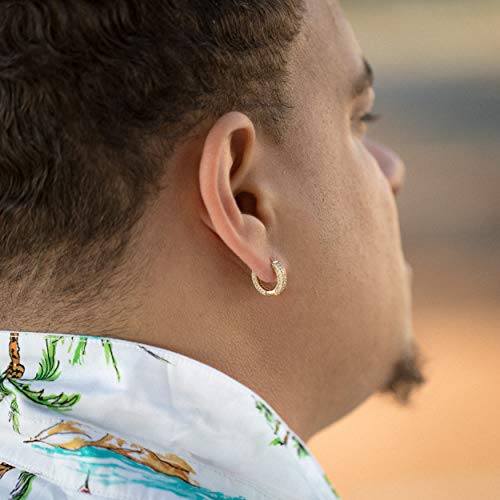 Men's Women's Elegant Luxury Fashion Round Circle Fully Iced 5A Cz Yellow Gold 925 Sterling Silver Cubic Zirconia Huggie Small Hoop Earrings Gifts For Men Women4