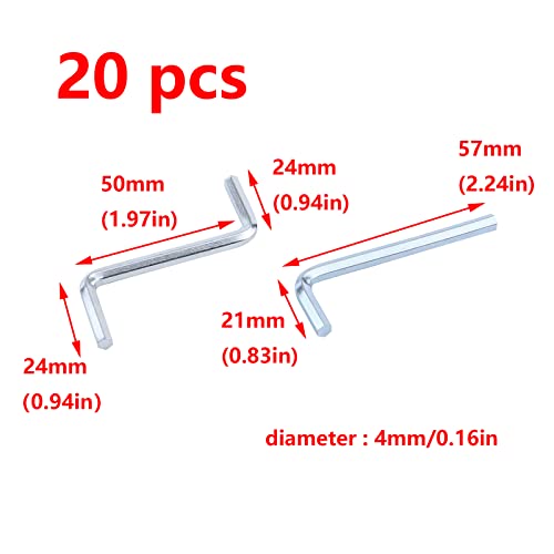 Antrader 4Mm Hex Key Wrench,L Shaped And Z Shaped Hexagon Head Repairing Tool,20Pcs #TOP1