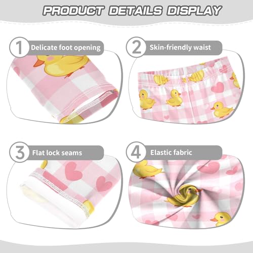 Yellow Duck Girls' Leggings Toddler Doodles Heart Pink Buffalo Check Kids Yoga Pants Dance Active Tights 4T3