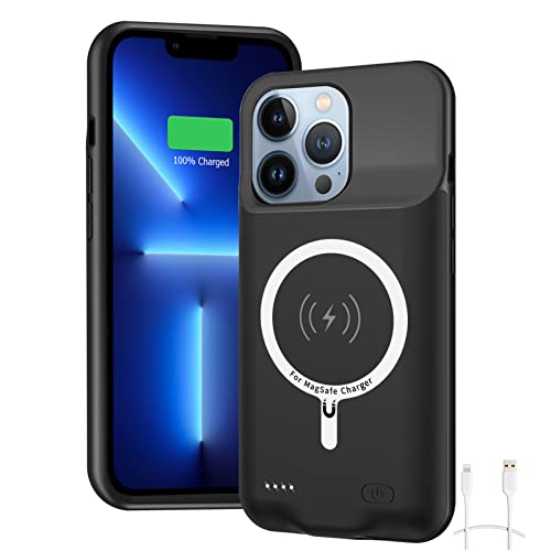 SNSOU Battery Case for iPhone 13 Pro Max, 8200mAh Ultra-Slim Charger Case Rechargeable Battery Pack Charging Case with Wireless Charging Compatible with iPhone 13 Pro Max (6.7 inch)-Black