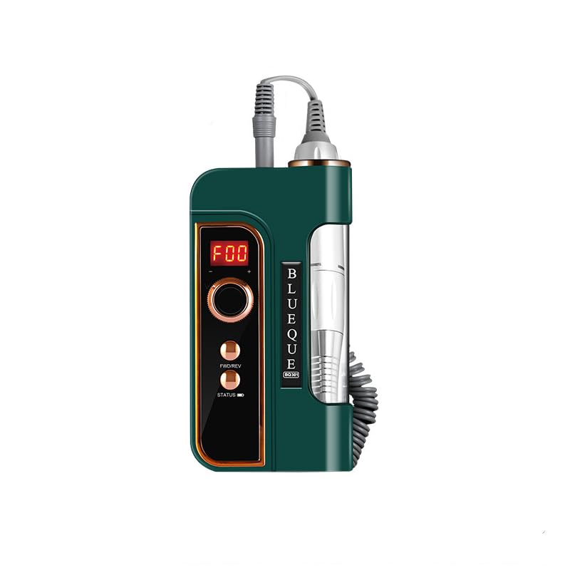 Portable Nail File 6 in 1 Kit for Thick Toenails, 35000RPM Rechargeable Efile with Coreless Motor, Toenail Grinder for Shaping, Polishing Removing Gel Nails,Green