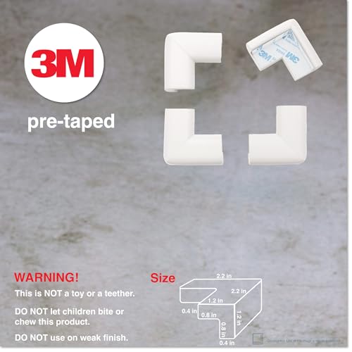 Image of Roving Cove HeftyFit Corner Protector for Baby (12 Large Corners), Heavy-Duty Soft Rubber Foam Furniture Corner Bumper Guards, 3M Adhesive Pre-Taped, Oyster White (Off White)